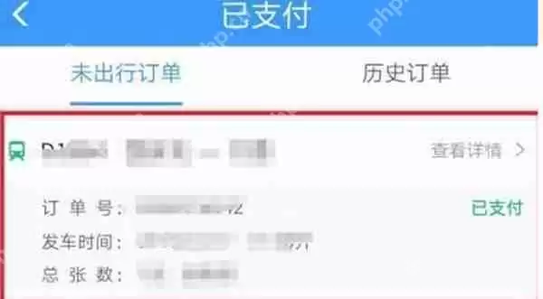 铁路12306付款后的订单怎么查看