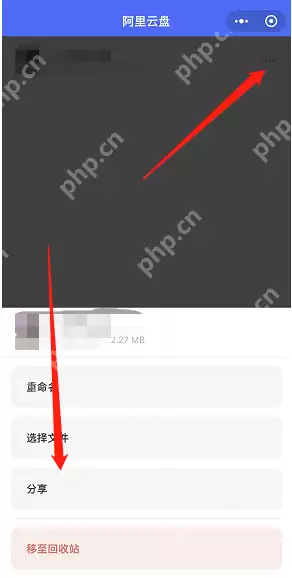 阿里云盘小程序文件怎么分享给微信好友