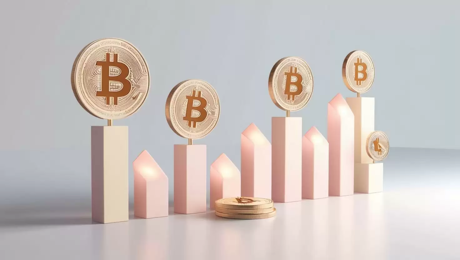 3D coin chart with bitcoin coins, value icons in a light style, no more element, no word (8).webp