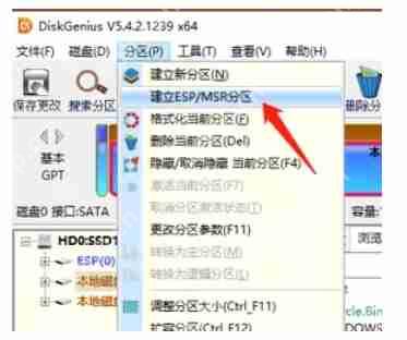 diskgenius怎么建立新的ESP、MSR分区？-diskgenius建立新ESP、MSR分区的方法