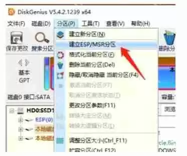 diskgenius怎么建立新的ESP、MSR分区？-diskgenius建立新ESP、MSR分区的方法