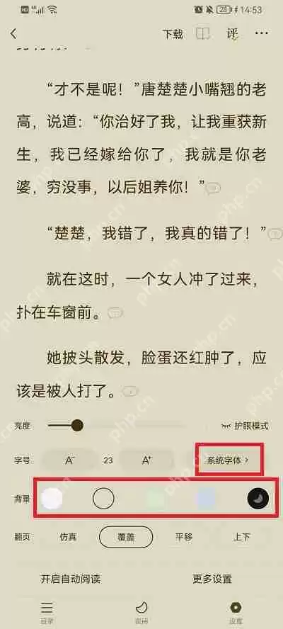 番茄小说怎么设置字体和背景