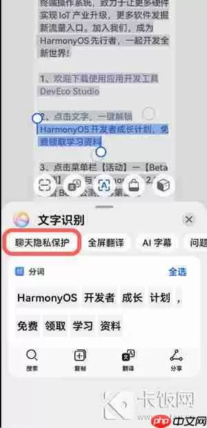 华为聊天隐私保护怎么用