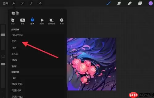 procreate能导出psd格式吗