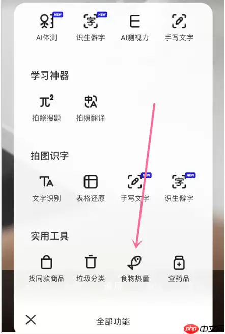 夸克浏览器怎么识别食物能量