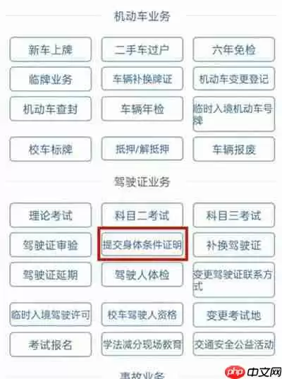 交管12123怎么提交换证体检信息