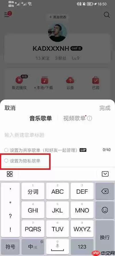 网易云音乐歌单怎么设置仅自己可见