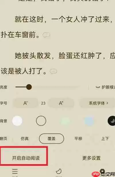 番茄小说自动阅读速度在哪里设置