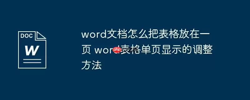 word文档怎么把表格放在一页 word表格单页显示的调整方法