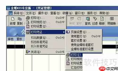金蝶财务软件连续打印记账凭证方法