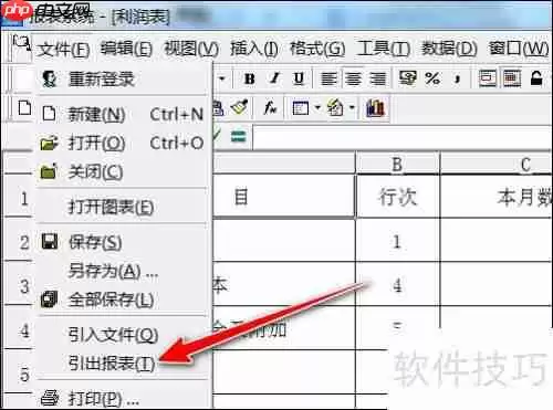KIS财务软件导出Excel财务报表的方法