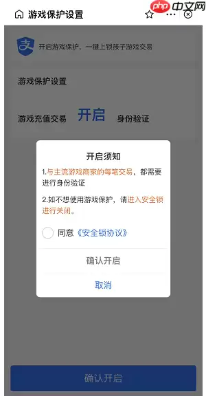 支付宝游戏保护怎么设置