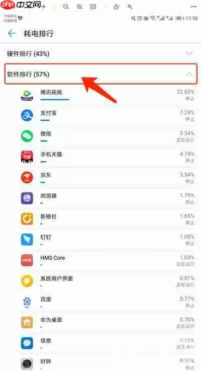 华为手机怎么看耗电排行