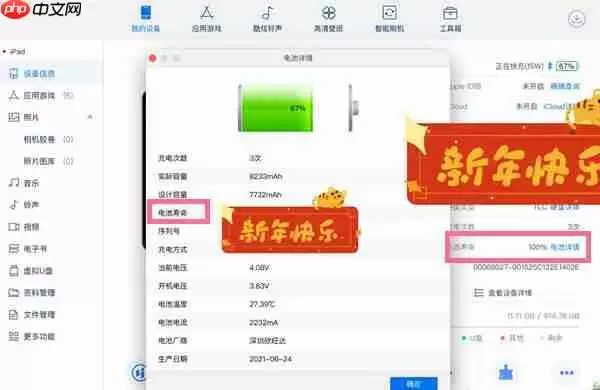 苹果平板电池健康怎么看