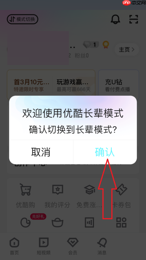 优酷长辈模式怎么启动