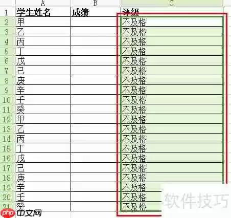 Excel快速对学生成绩进行等级评分