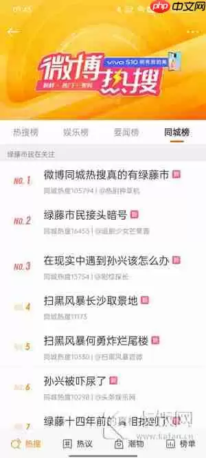 绿藤市同城热搜怎么进入