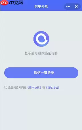 阿里云盘小程序怎么微信登陆