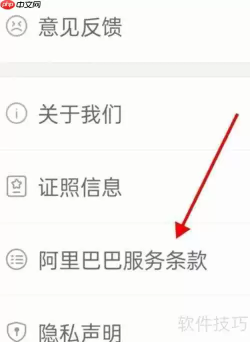 阿里巴巴服务条款查看方法