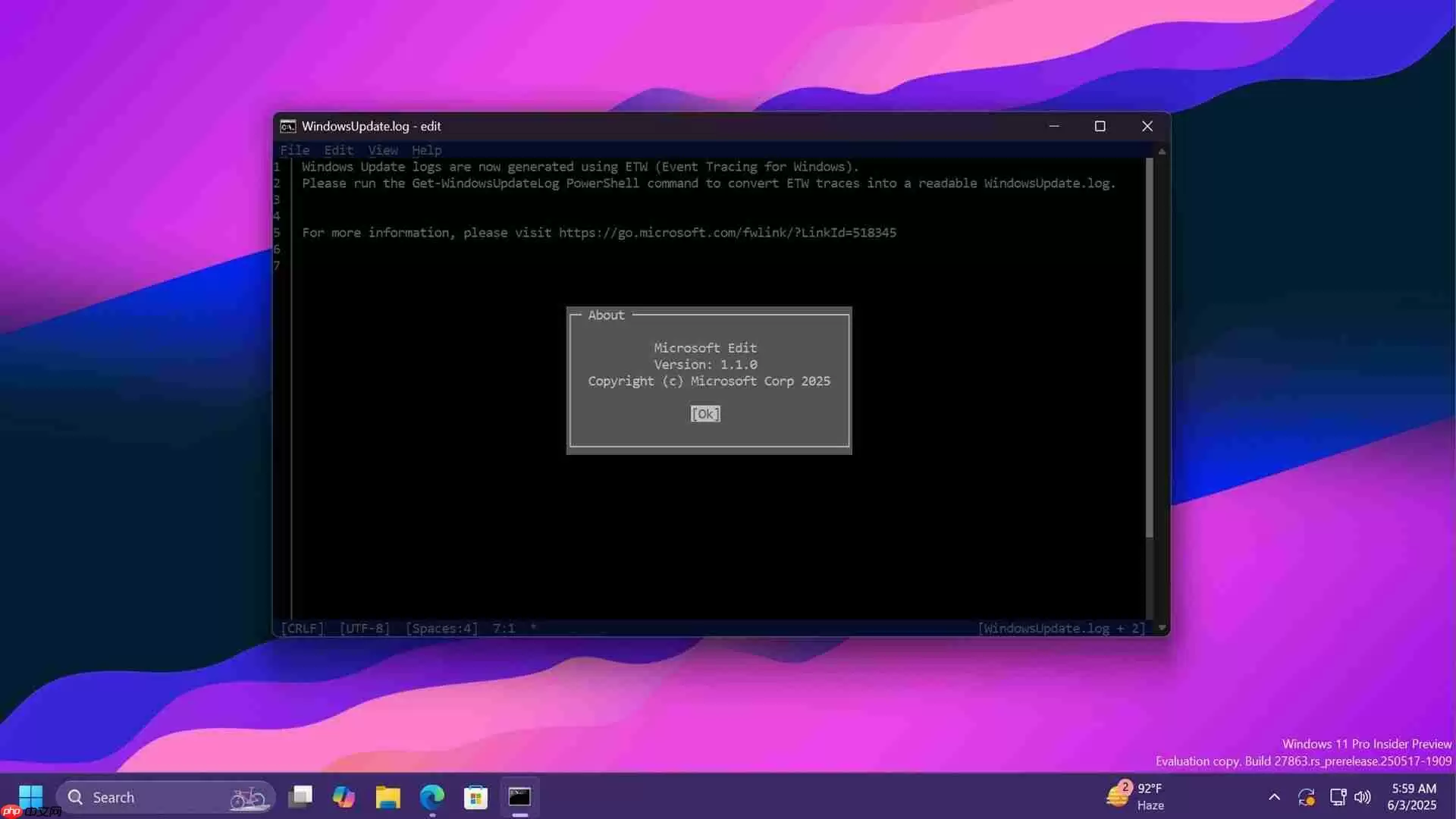 Edit 将成 Win11 默认命令行文本编辑器，不会取代记事本，仅 230