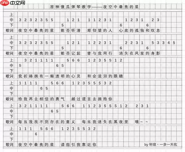 原神夜空中最亮的星琴谱是什么-夜空中最亮的星琴谱一览