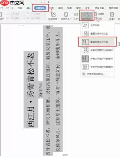 word怎么把文字调成竖排显示