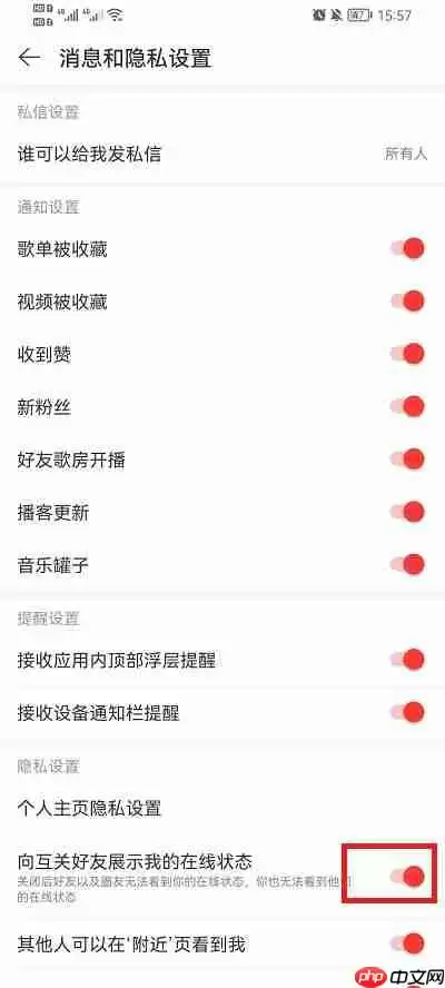网易云音乐怎么隐藏在线状态