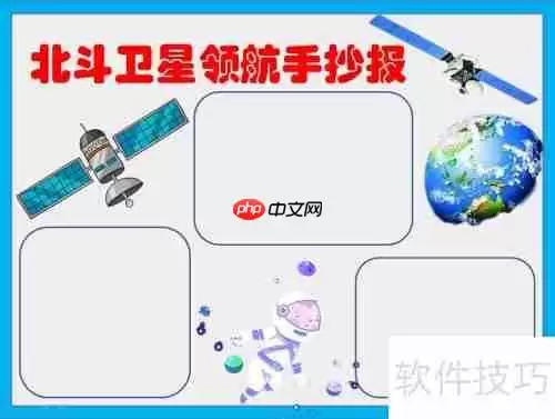 北斗卫星：领航未来，手抄报创意展示