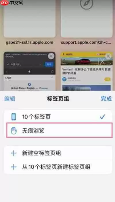 ios15系统自带浏览器怎么开启无痕浏览