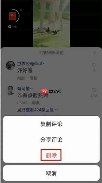 快手怎么删除自己在视频下的评论
