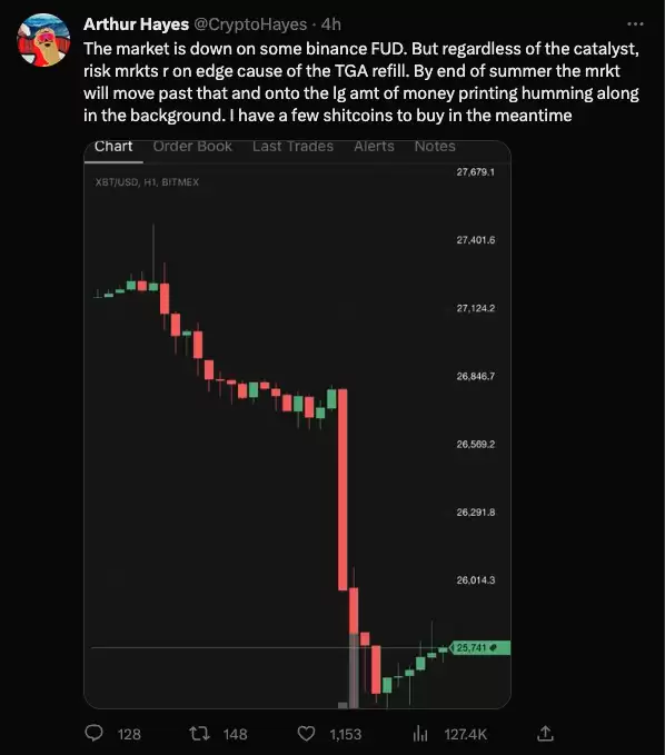 Arthur Hays:虽然币安被FUD!但我现在要抄底山寨币-第2张图片-本站 Arthur Hays:虽然币安被FUD!但我现在要抄底山寨币-第2张图片-本站