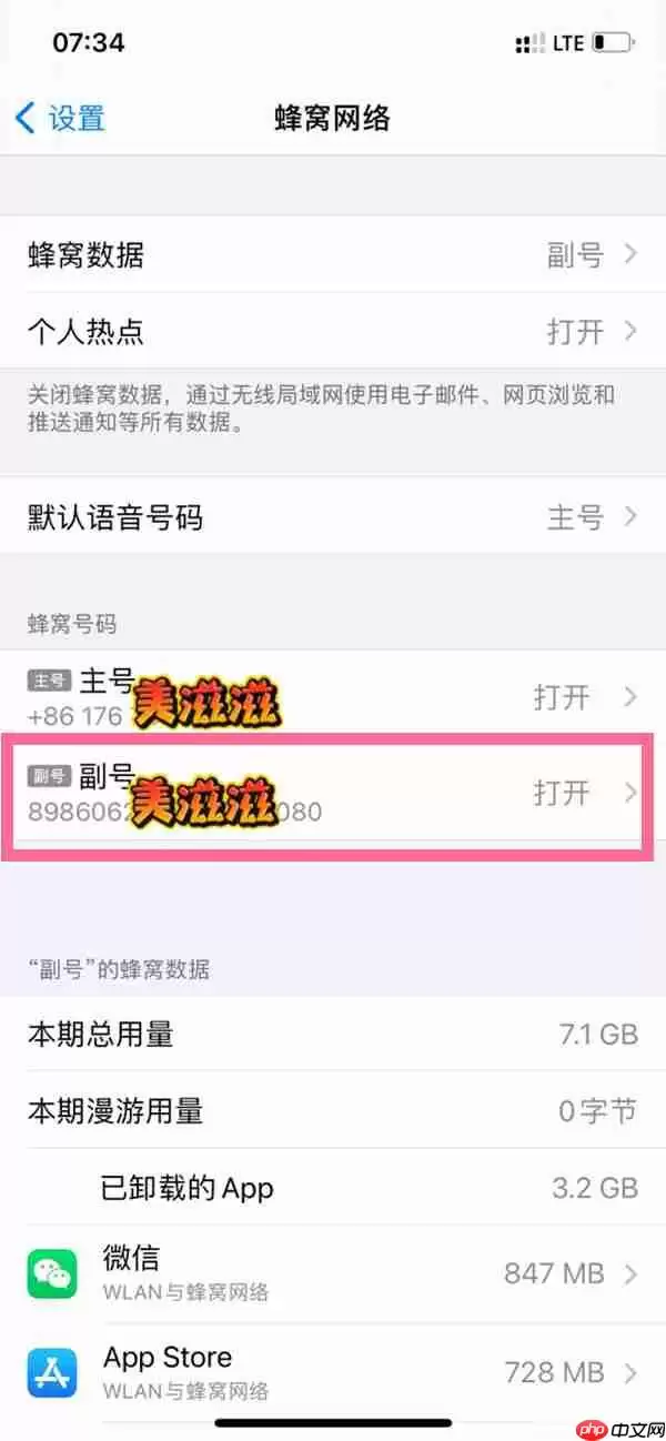 苹果手机物联卡lte热点怎么开