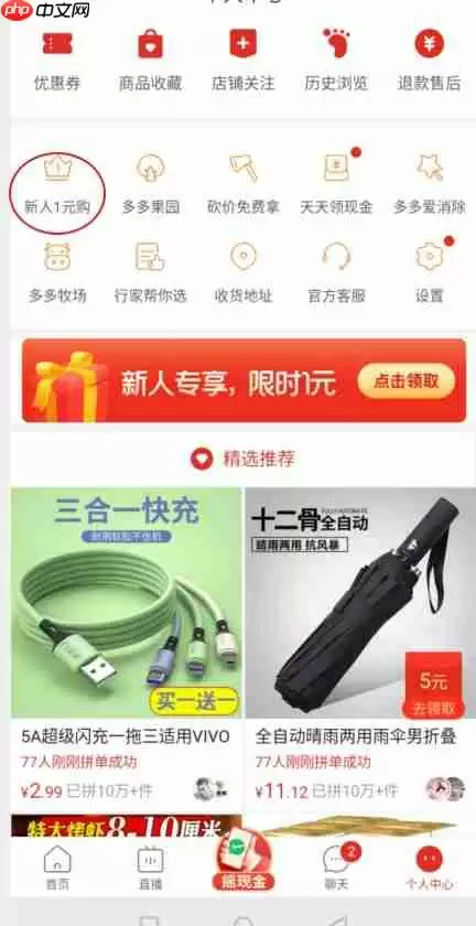 拼多多新人一元购在哪里