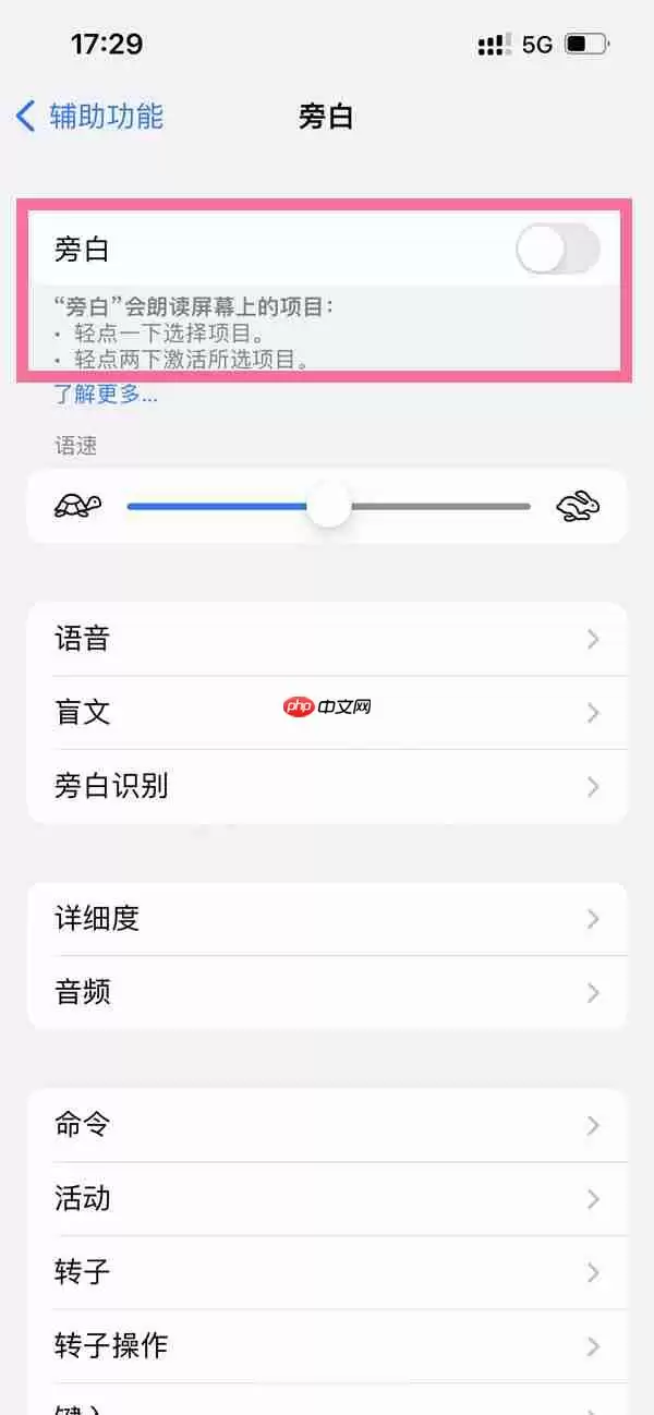 苹果手机voiceover怎么关闭