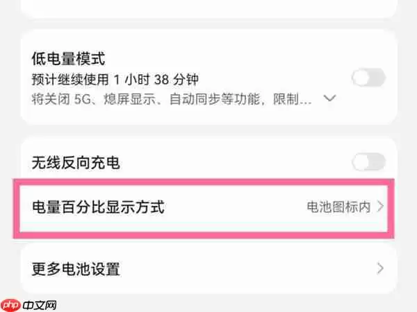 华为畅享50pro电量百分比怎么显示