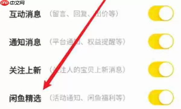 闲鱼怎么关闭闲鱼精选通知