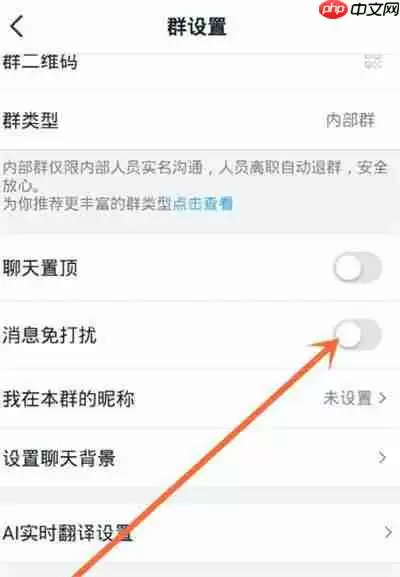 钉钉怎么关闭群聊免打扰功能