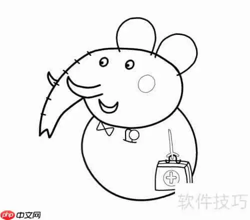 学会画大象牙医简笔画