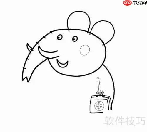 学会画大象牙医简笔画