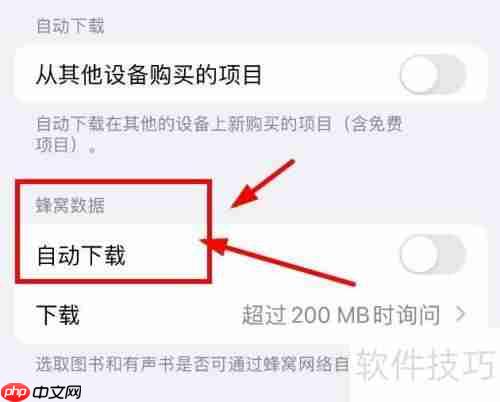 iPhone14设置图书蜂窝数据自动下载方法