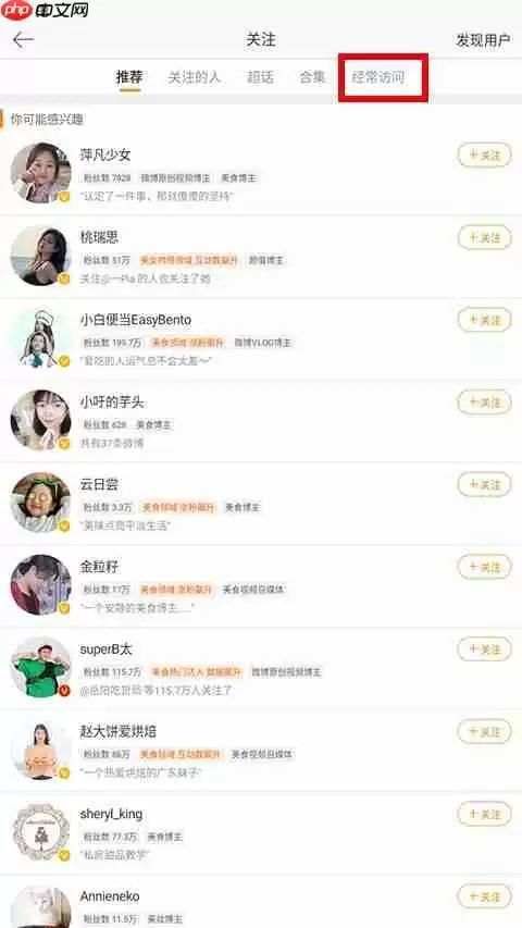 微博查看频繁访问的人方法教程