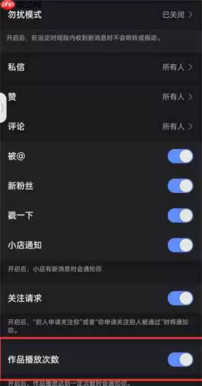 快手作品播放次数通知在哪里开启
