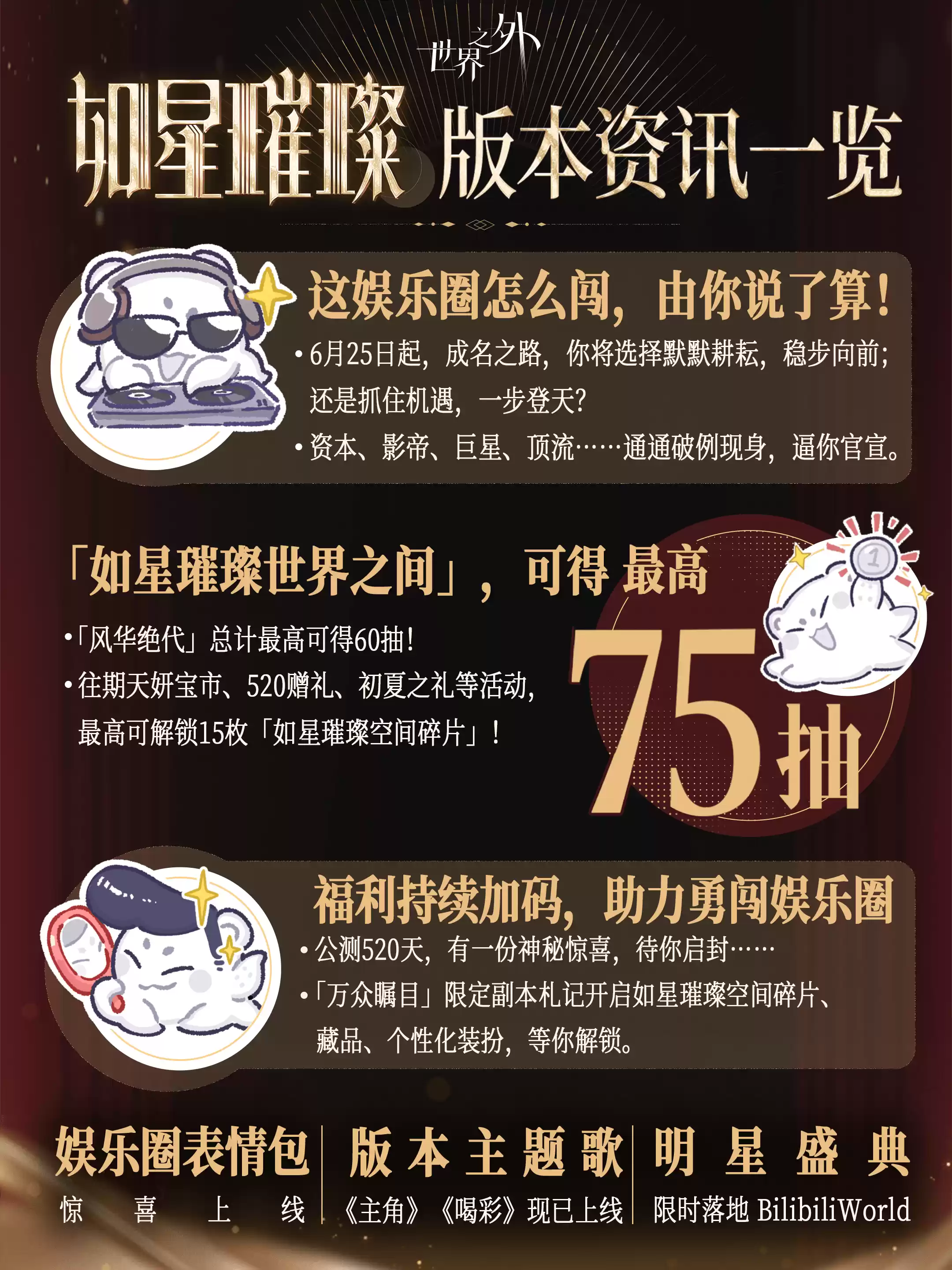 《世界之外》娱乐圈主题版本⌈如星璀璨⌋上线！版本资讯，一篇看完！