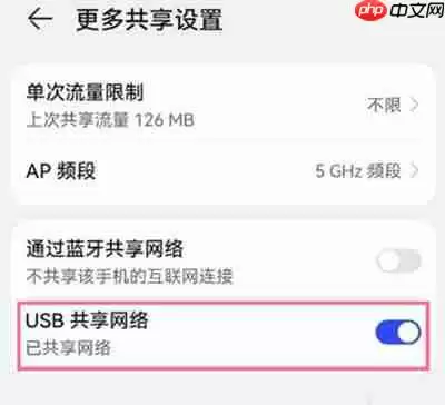 鸿蒙系统怎么打开usb共享网络