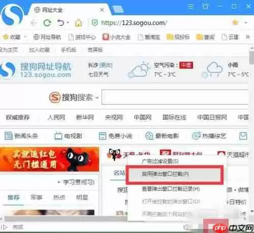搜狗手机浏览器如何设置允许弹出窗口 操作方法介绍