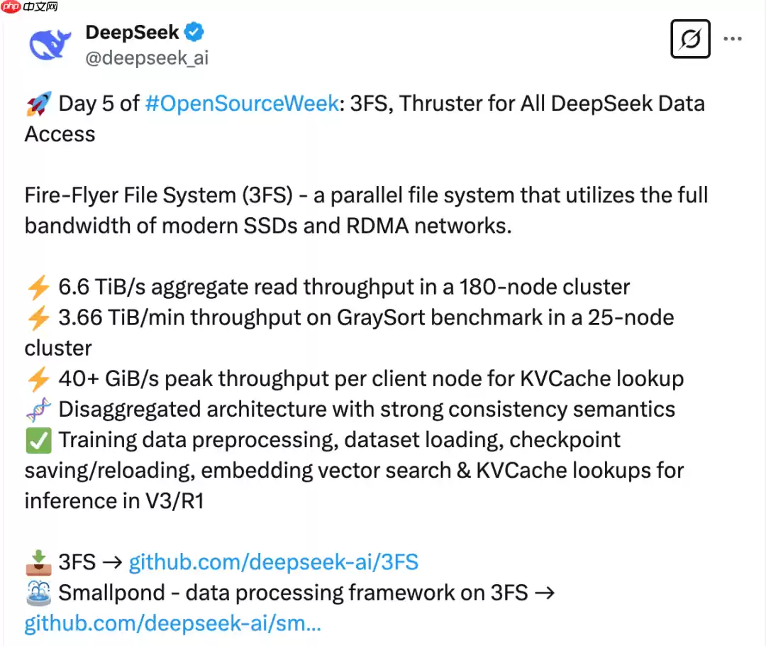 DeepSeek 开源周第五弹：3FS —— 专为 AI 训练和推理设计的分布式存储