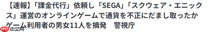 多名玩家涉嫌世嘉以及SE游戏代理氪金诈骗被捕