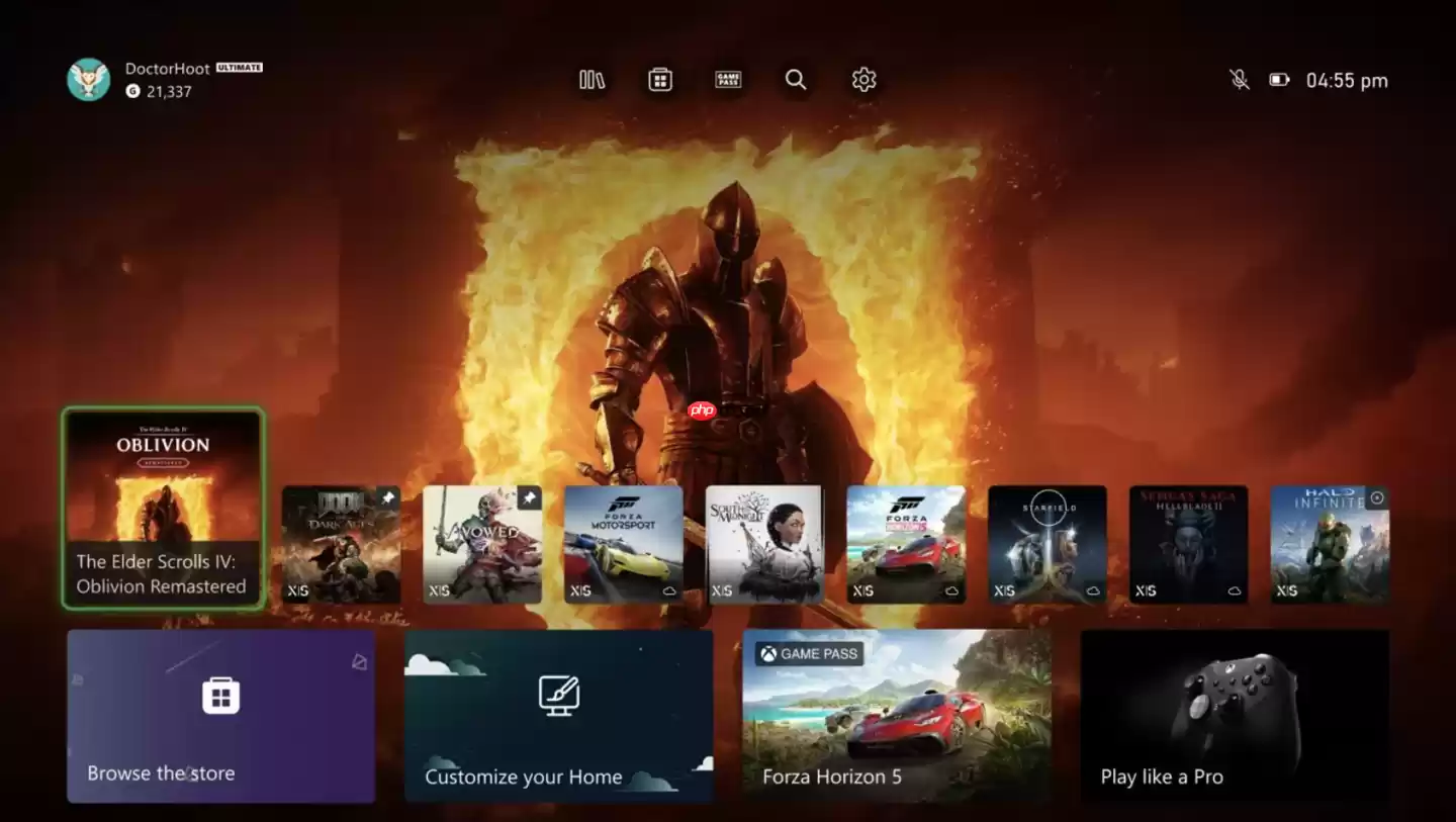 微软 Xbox 游戏机获 UI 更新，可固定三款最近游玩的游戏应用