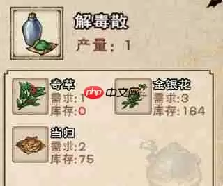 烟雨江湖丹药配方炼丹材料大全攻略