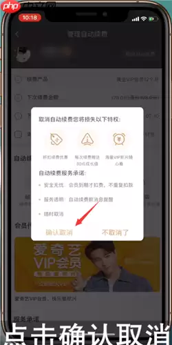 爱奇艺会员自动续费怎么关闭 爱奇艺会员自动续费关闭方法